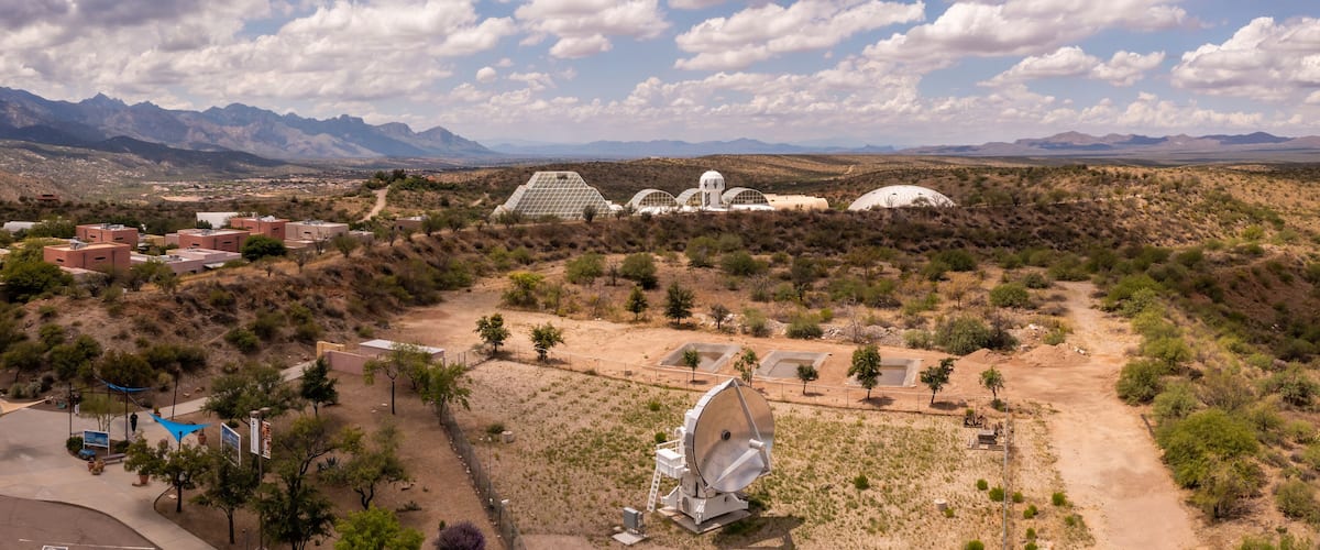 Exterior of the University of Arizona Science campus, Biosphere 2 in Oracle, Arizona.