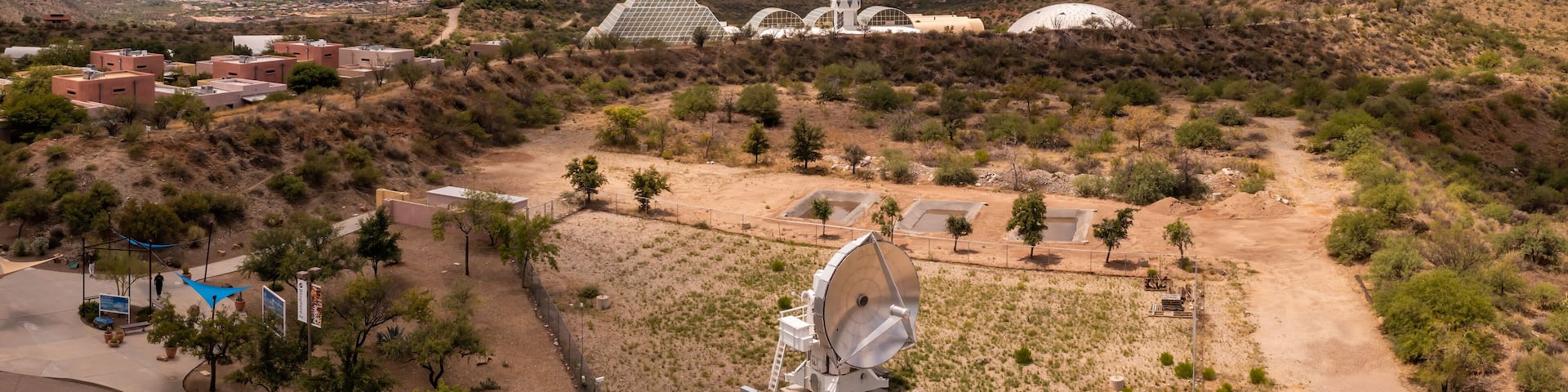 Exterior of the University of Arizona Science campus, Biosphere 2 in Oracle, Arizona.