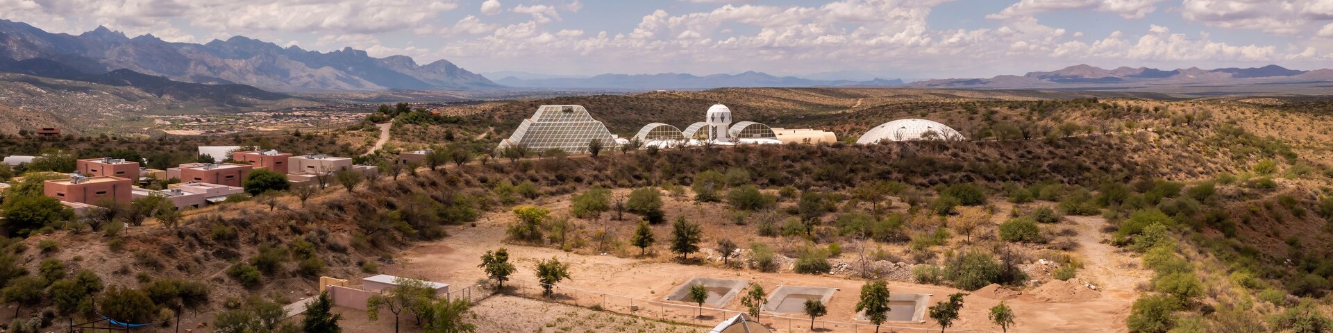 Exterior of the University of Arizona Science campus, Biosphere 2 in Oracle, Arizona.