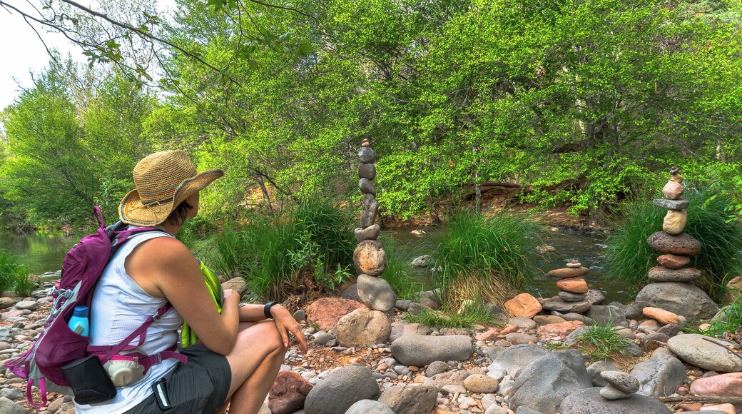 Buddha Beach on the property of the Crescent Moon Ranch. There's an entrance fee of $9.00 to access this huge swath of land, which offers views of Cathedral Rock and long stretches of gentle creek water available for swimming, wading or just sitting quietly and clearing your thoughts. I don't think the words "Buddha Beach" can be found on any official map, but it's fairly obvious where people got the name.