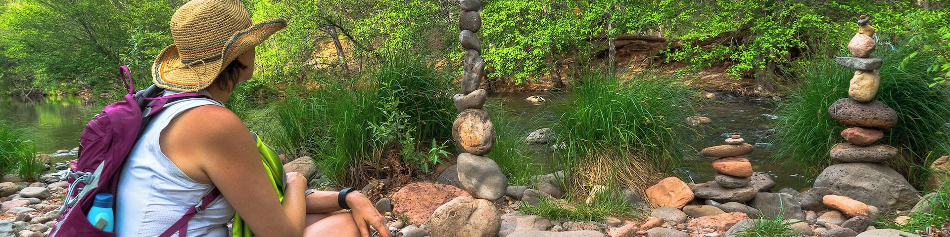 Buddha Beach on the property of the Crescent Moon Ranch.  There's an entrance fee of $9.00 to access this huge swath of land, which offers views of Cathedral Rock and long stretches of gentle creek water available for swimming, wading or just sitting quietly and clearing your thoughts.  I don't think the words "Buddha Beach" can be found on any official map, but it's fairly obvious where people got the name.