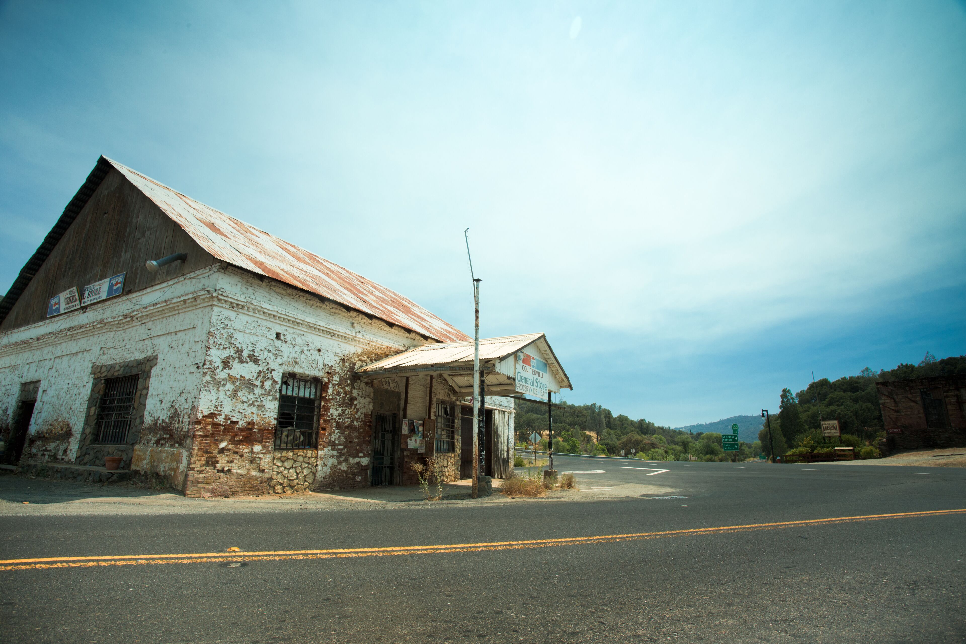 View of old abandoned General Store in historic Coulterville CA