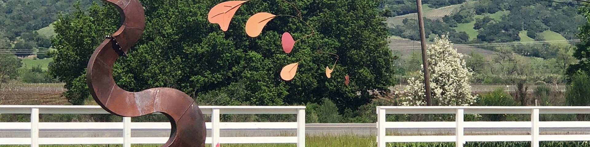 Geyserville is a small town in northern Sonoma County. The residents have created this sculpture trail - visible off highway 101 - as a way to stretch your legs and take a real while wine tasting.