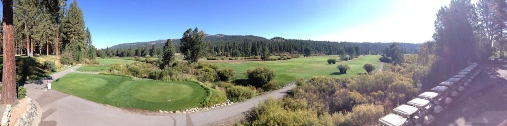 View of the golf course from the clubhouse.