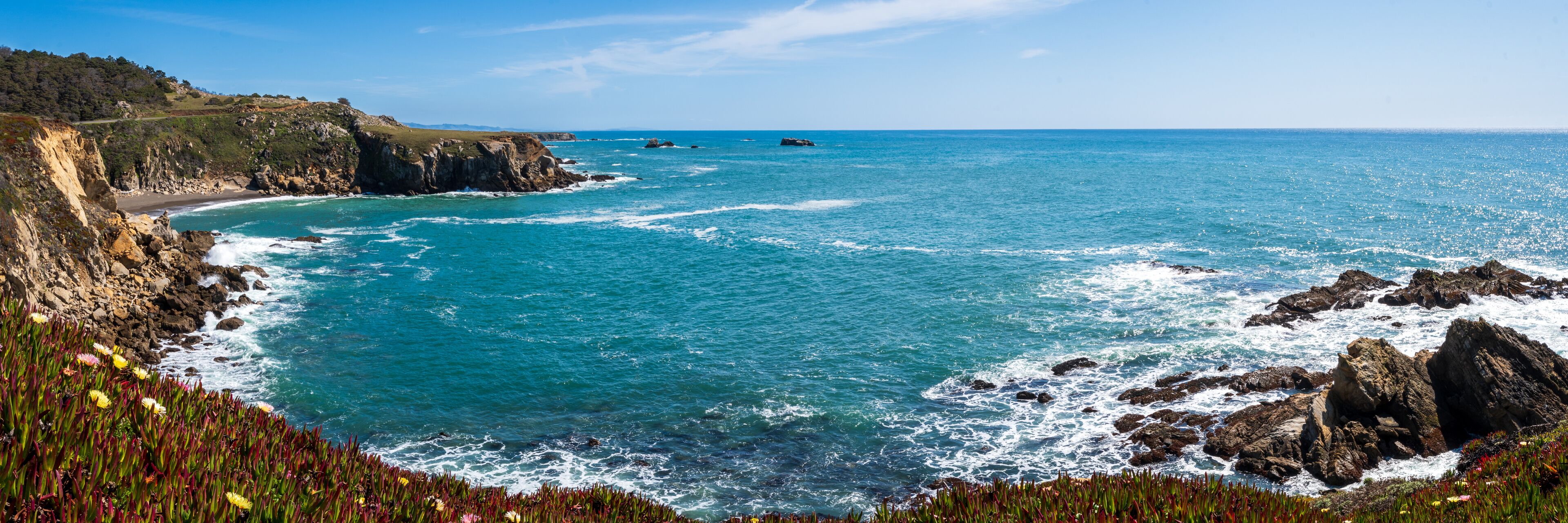 Panorama of  the Sonoma County coast.  1x3 panorama.