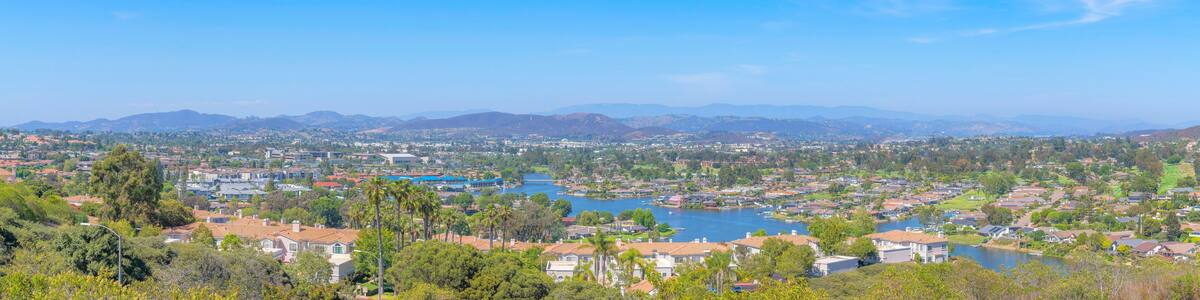 Panoramic view of San Marcos community near the Lake San Marcos in San Diego, California