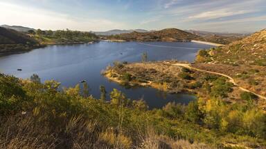 Scenic Landscape View of Lake Poway fishing and recreation area in San Diego North County Inland California USA