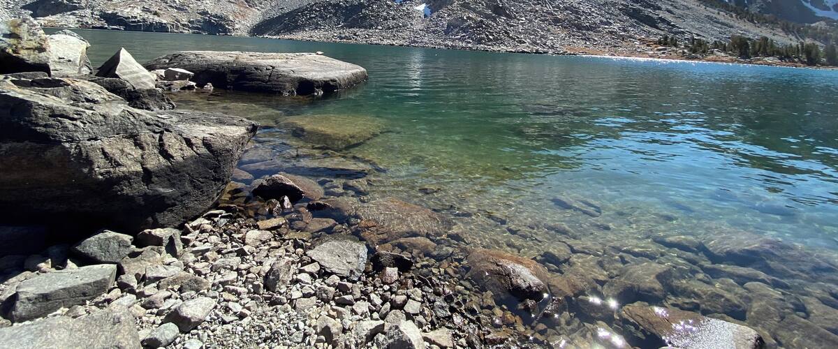 Pika Lake at Mammoth Lakes just beyond Duck Lake. A quiet spot for lunch.