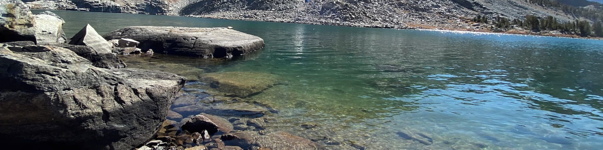 Pika Lake at Mammoth Lakes just beyond Duck Lake. A quiet spot for lunch.
