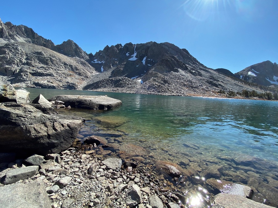 Pika Lake at Mammoth Lakes just beyond Duck Lake. A quiet spot for lunch.