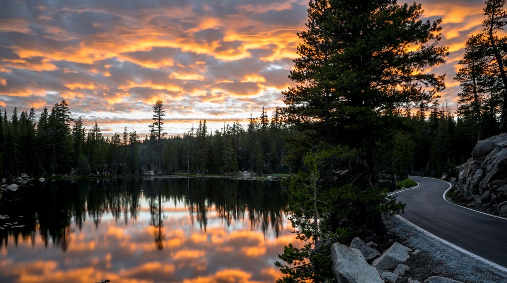 Ebbetts Pass Road Along Sunset Mountain Lake Reflection
