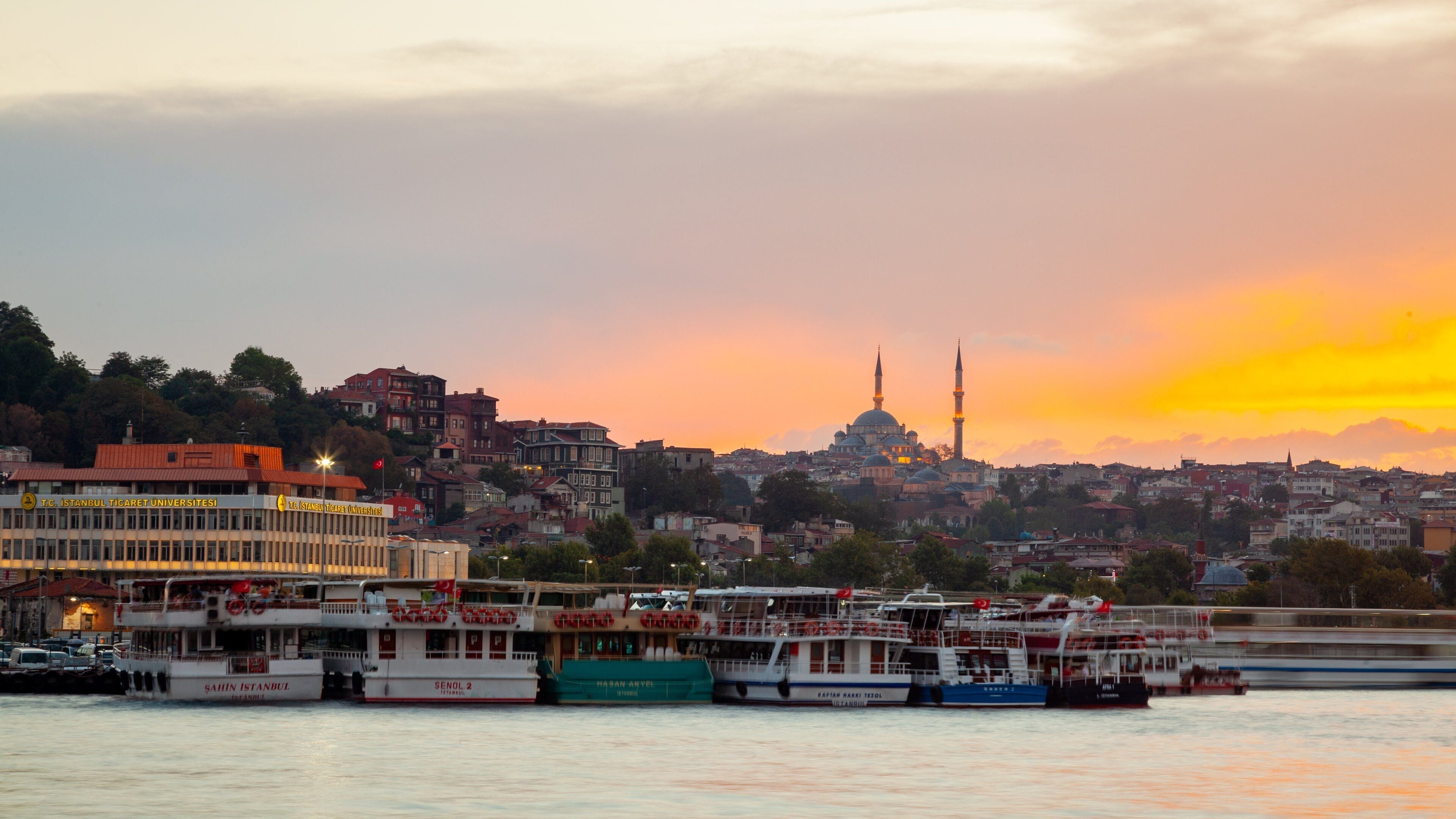 Istanbul which includes a marina, landscape views and general coastal views