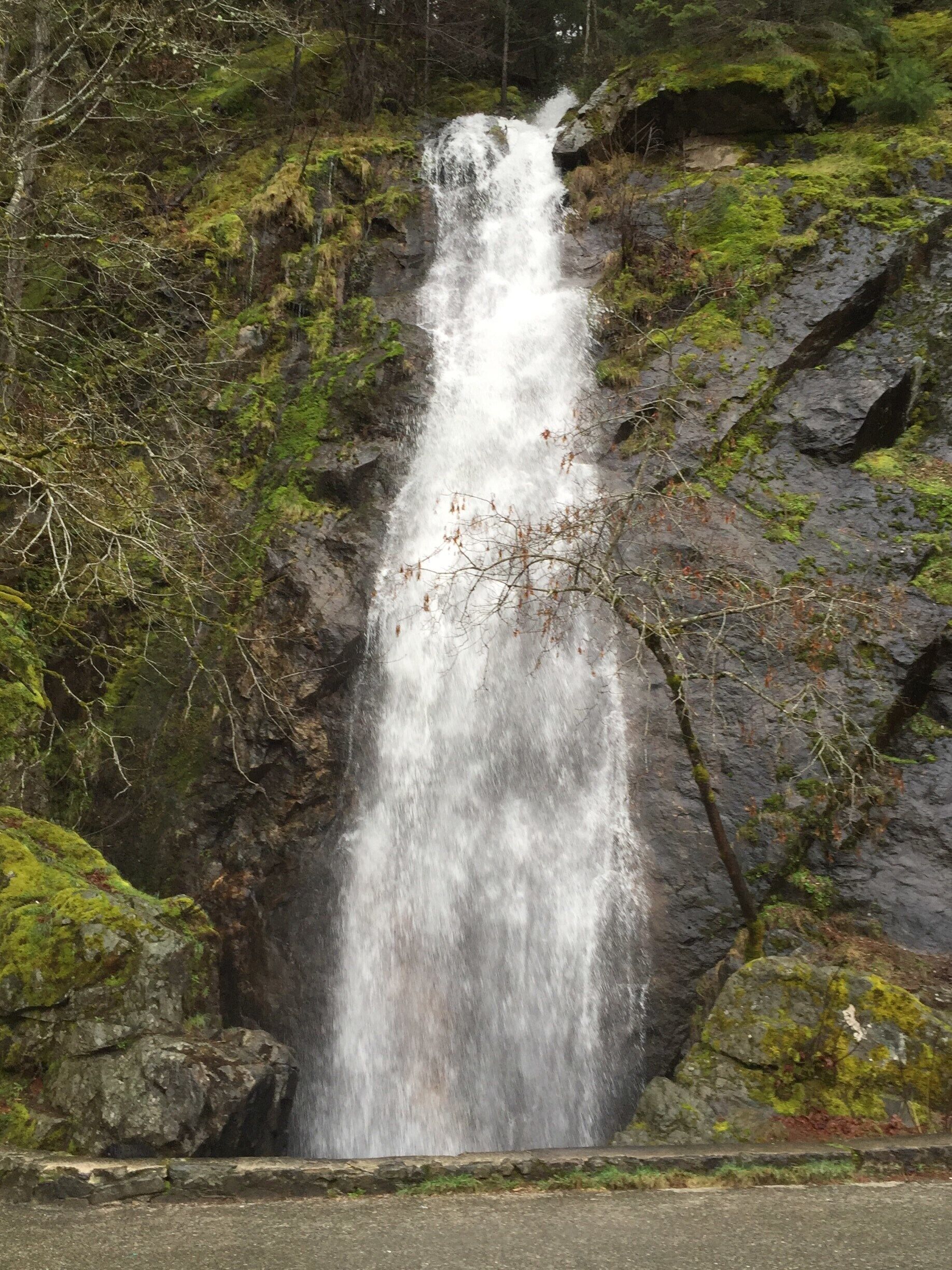 The is on highway 50 on the way to South Lake Tahoe. I frequently travel this highway and have never seen the falls flowing like this before.