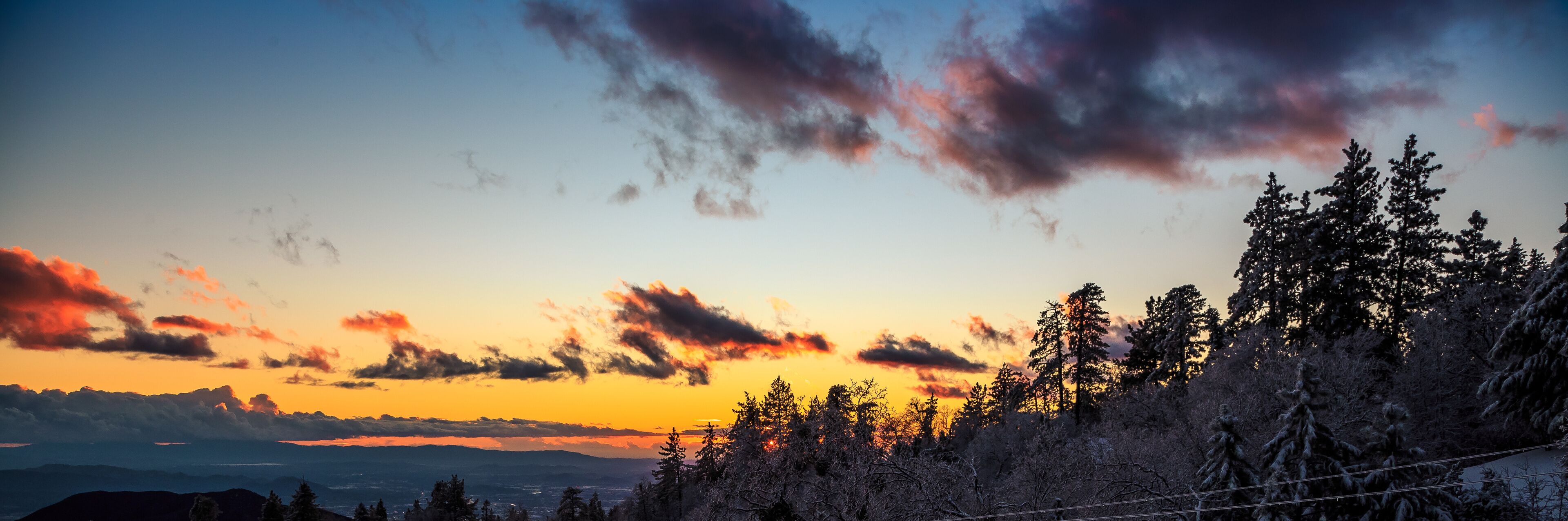 Winter Sunset in the Mountains, Running Springs, California