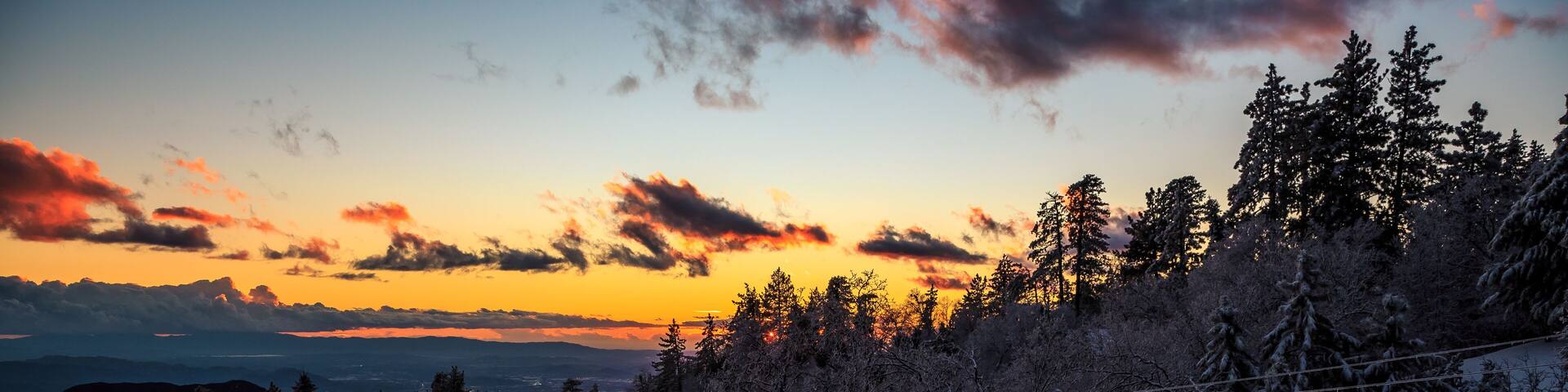 Winter Sunset in the Mountains, Running Springs, California