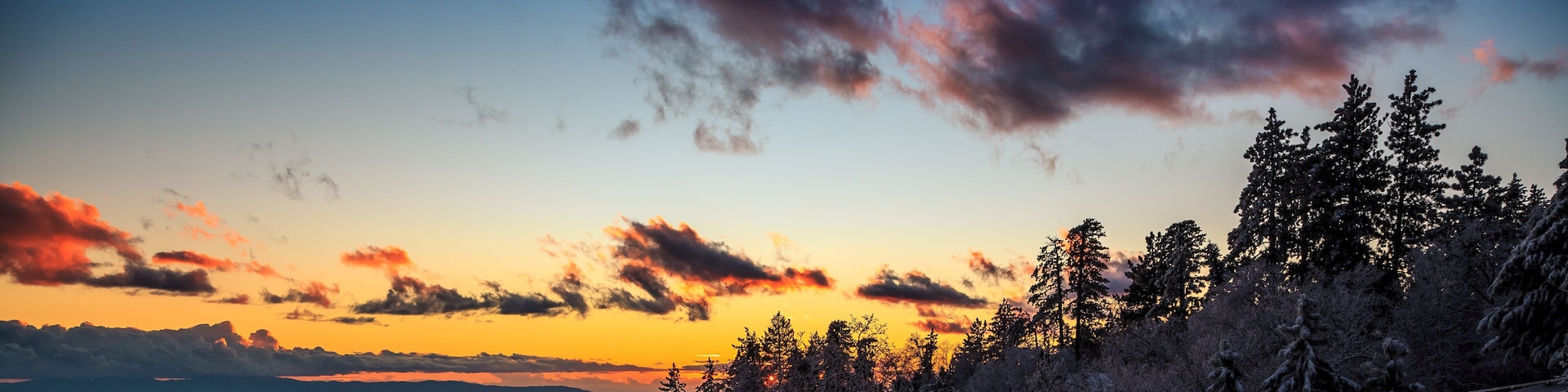 Winter Sunset in the Mountains, Running Springs, California