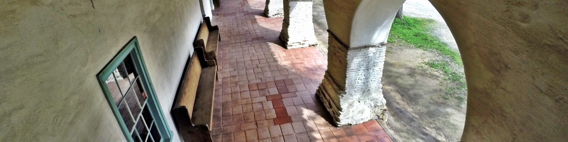 The hallway of Mission San Juan Bautista