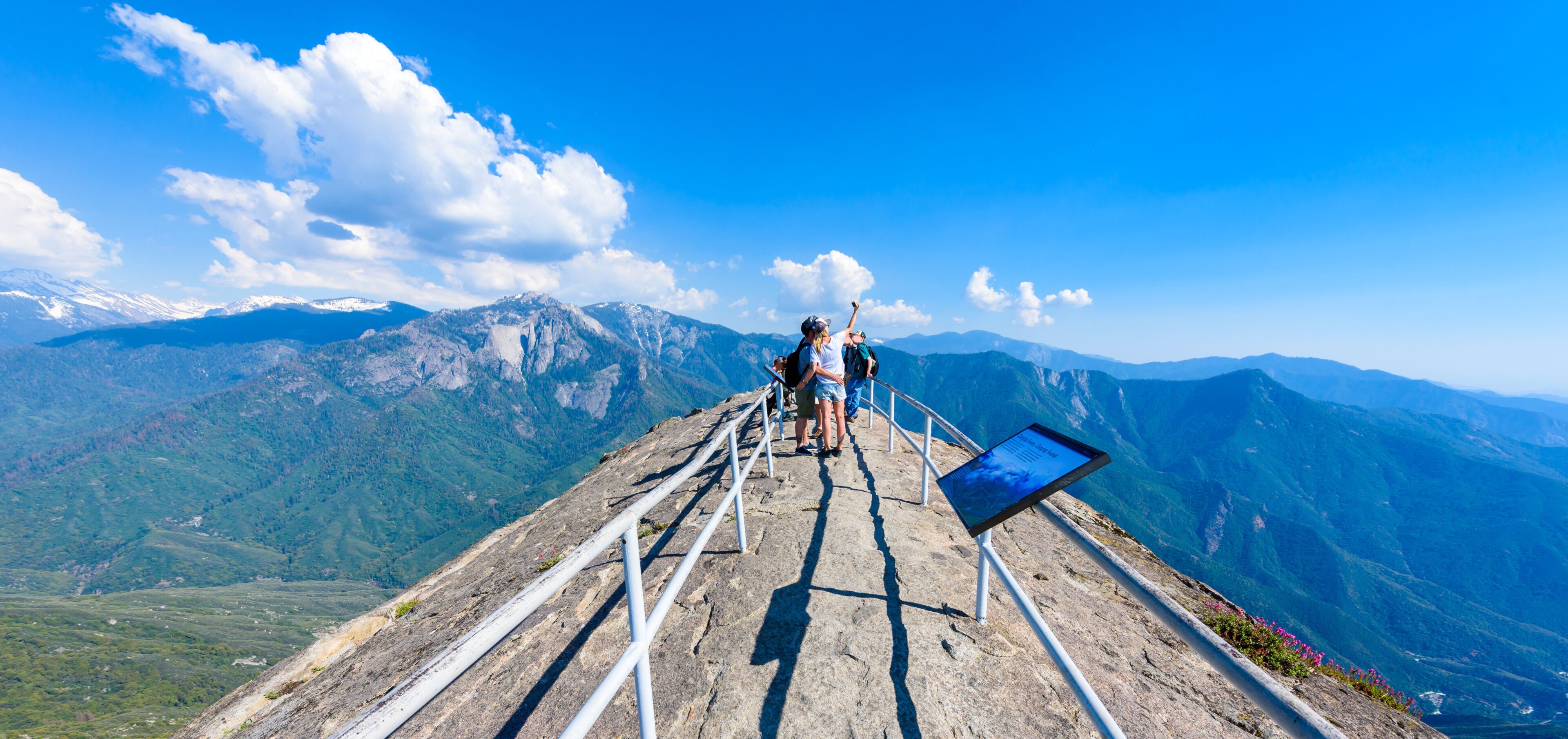 Hiker at Moro Rock. Hiking in Sequoia National Park, California, USA
