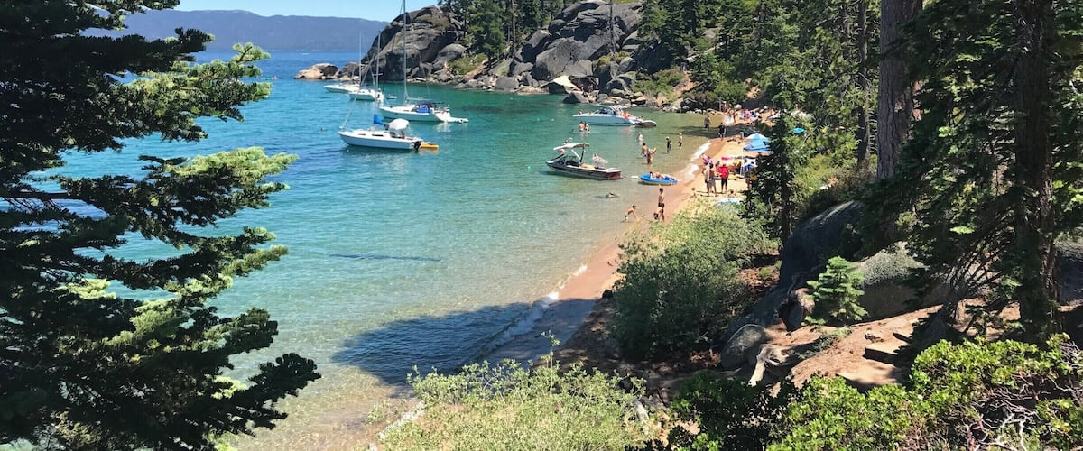 Gorgeous view of Rubicon Point with a very full Lake Tahoe