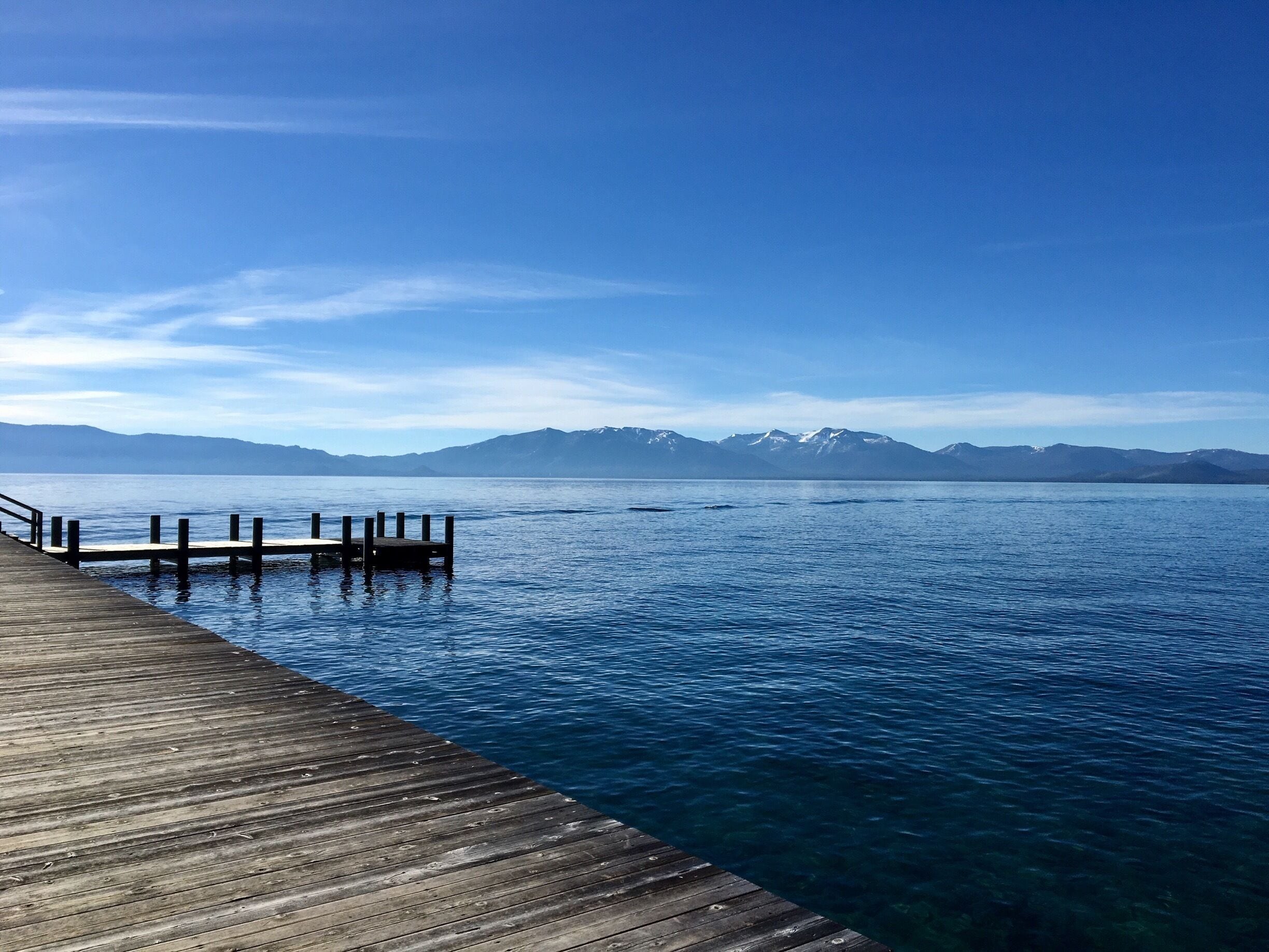 Early morning view from the pier at Sugar Pine Point State Park. There's still a little bit of snow on the distant mountain range around South Lake and Desolation Wilderness. The throngs of tourists are on their way for the summer season, but luckily for me... no one is around today. #LakeTahoe #Hiking #CAStateParks #BeachBound #Camping #Pattern