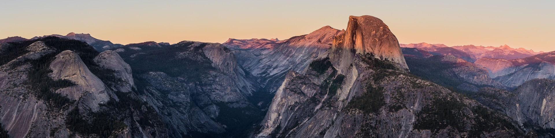 Glacier point half dome sunset panorama