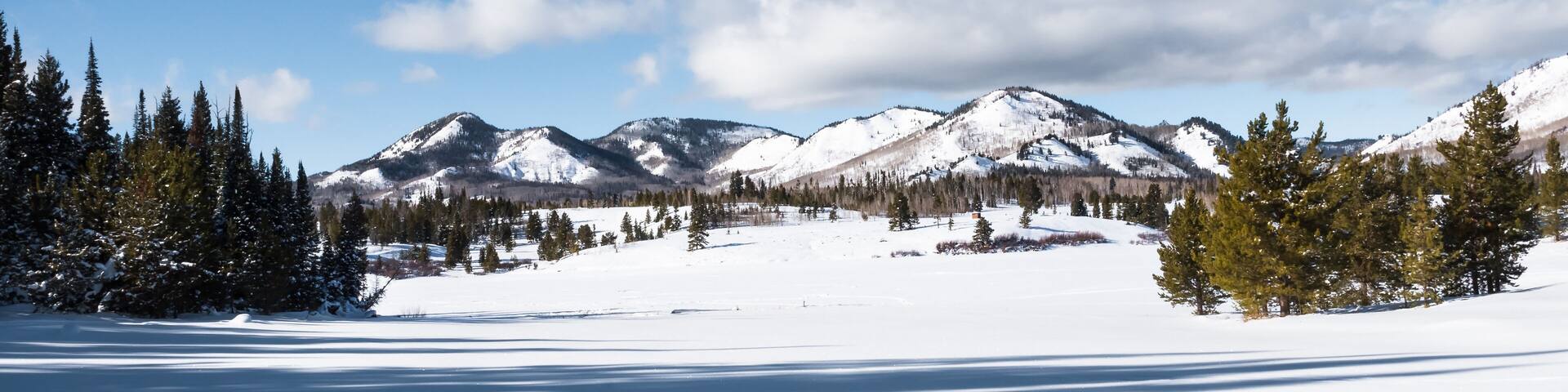 Steamboat Lake State Park in Clark, Colorado in winter