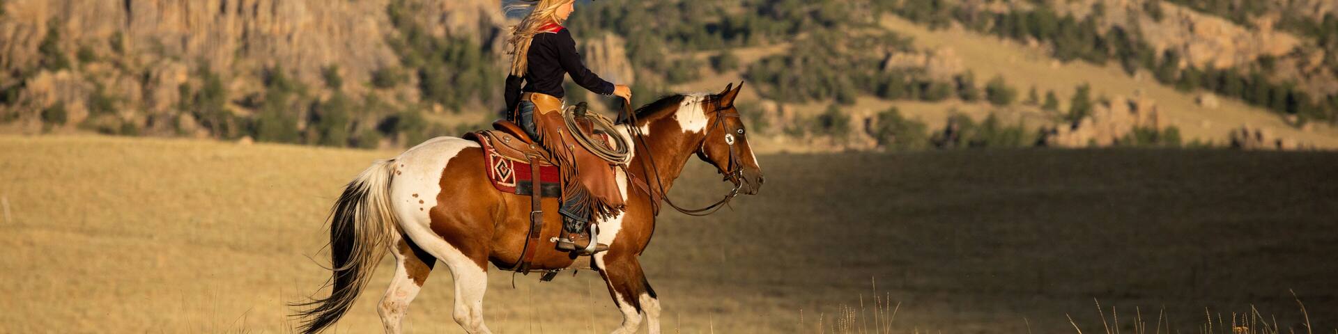 Cowgirl on Paint Horse