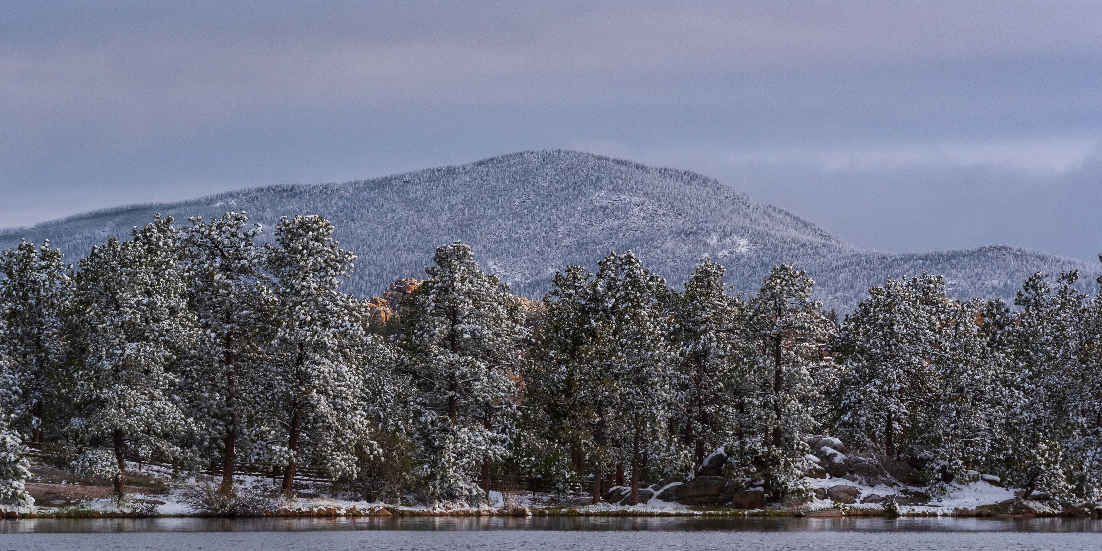Late Spring Snow on Lake Erie in Red Feather Lakes, Colorado
