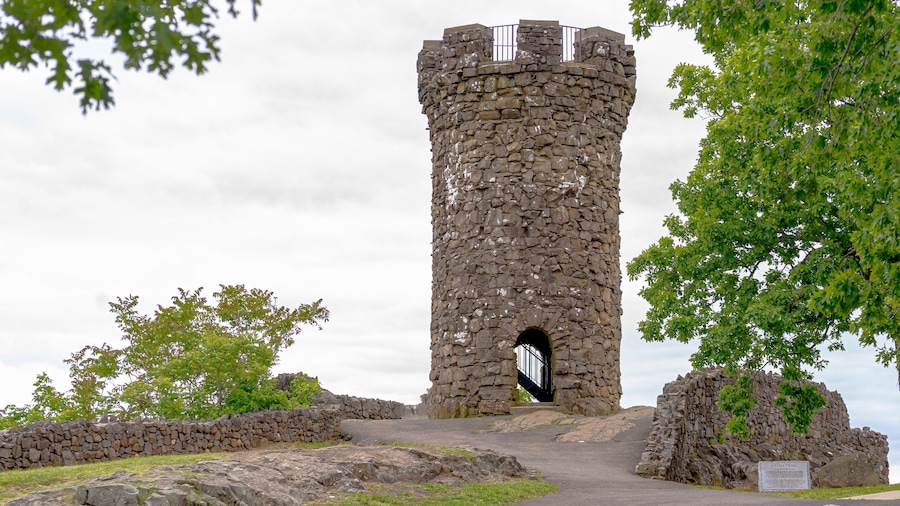 Castle Craig at Hubbard Park, Meriden, CT. easily replaceable sky. with a clean, classic view of the tower. Very recognizable image of this historic structure.