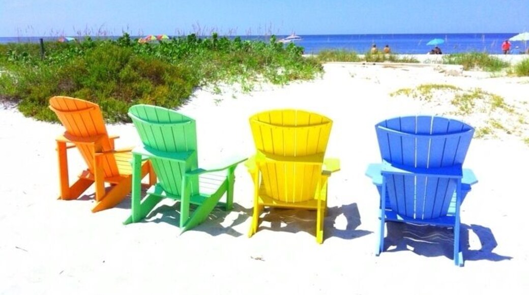 Colorful chairs outside the South Beach Bar and Grill