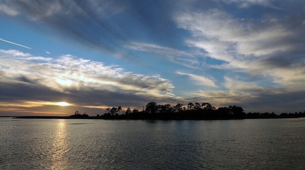 Sunset across the barrier islands of Cedar Key.
The barrier islands extend 3 miles into the Gulf of Mexico, offering vistas not available along other portions of Florida's west coast.