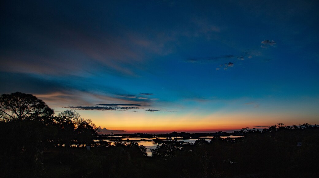 Dramatical intense dawn sky greets the day over Cedar Key Florida