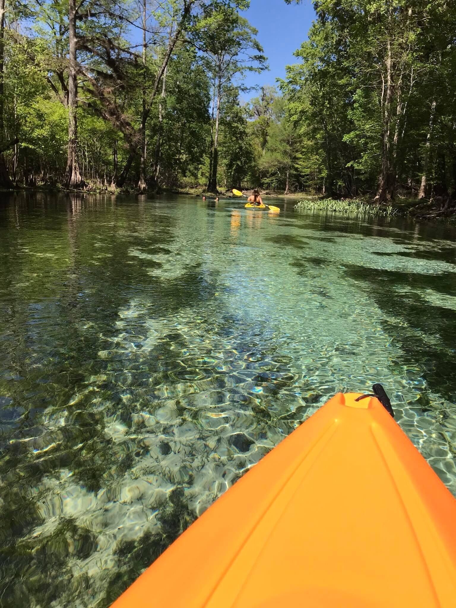 A short but picturesque kayak run near Rum Island Park and Gilchrist County Blue Springs State Park.  You can continue kayaking down the Santa Fe River from the springs which has several put in and take out points passing additional springs.