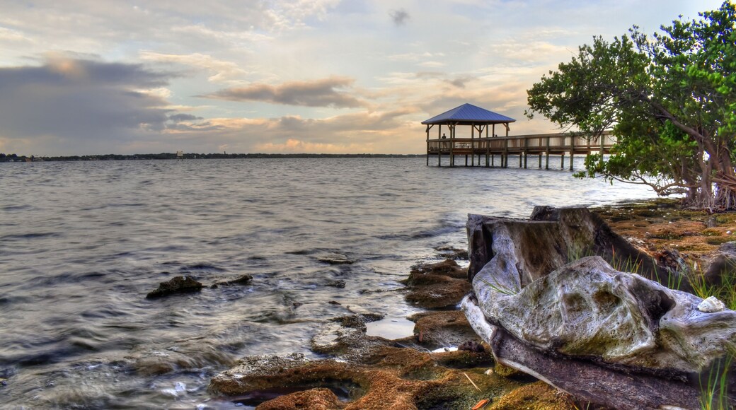 Sunset by the pier at Rotary Park in Rockledge, Florida