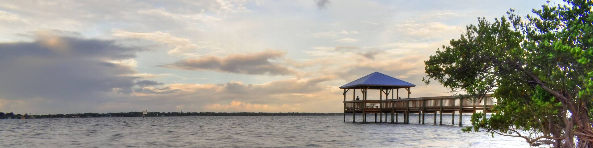 Sunset by the pier at Rotary Park in Rockledge, Florida