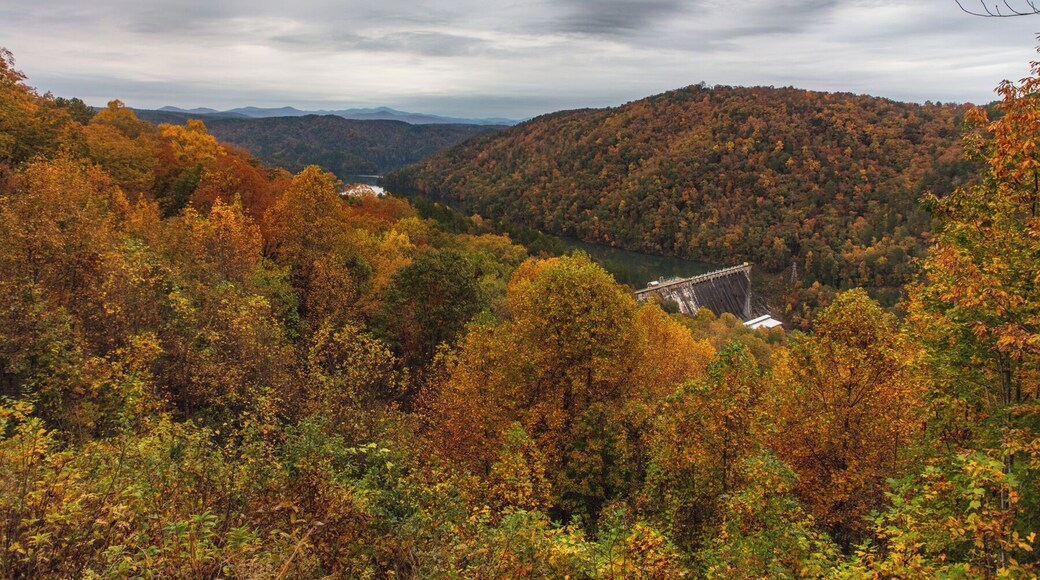 I decided to try a few backroads; this one offered a spectacular view of Lake tugalo and the dam.