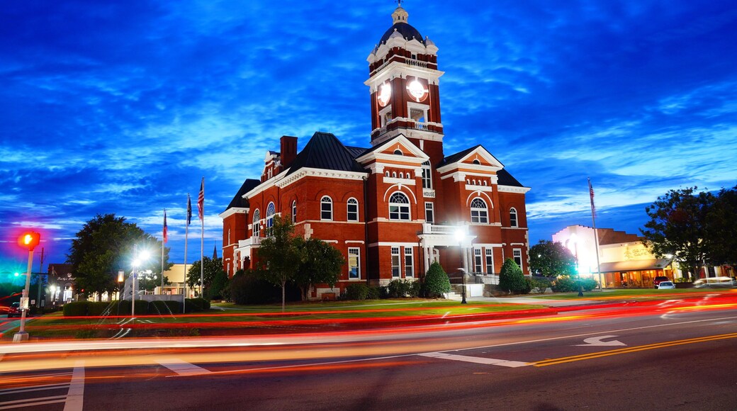 Forsyth, Georgia, USA 07 19 2024: The night landscape of Forsyth city: Forsyth is a city in and the county seat of Monroe County, Georgia, United States.