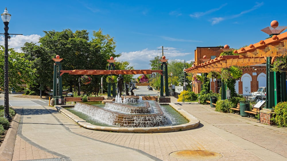 Stoney Creek square fountain, Augustus Jones Fountain, a 19-century surveyor and early resident of Hamilton.