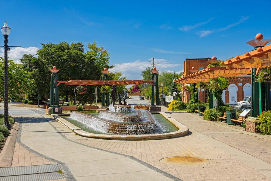 Stoney Creek square fountain, Augustus Jones Fountain, a 19-century surveyor and early resident of Hamilton.