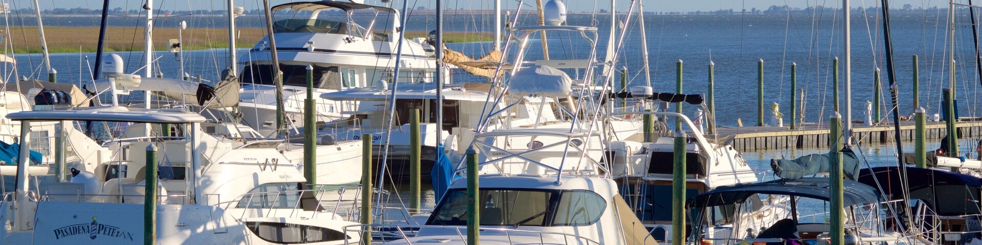 Un puerto deportivo con varios veleros amarrados a muelles de madera.