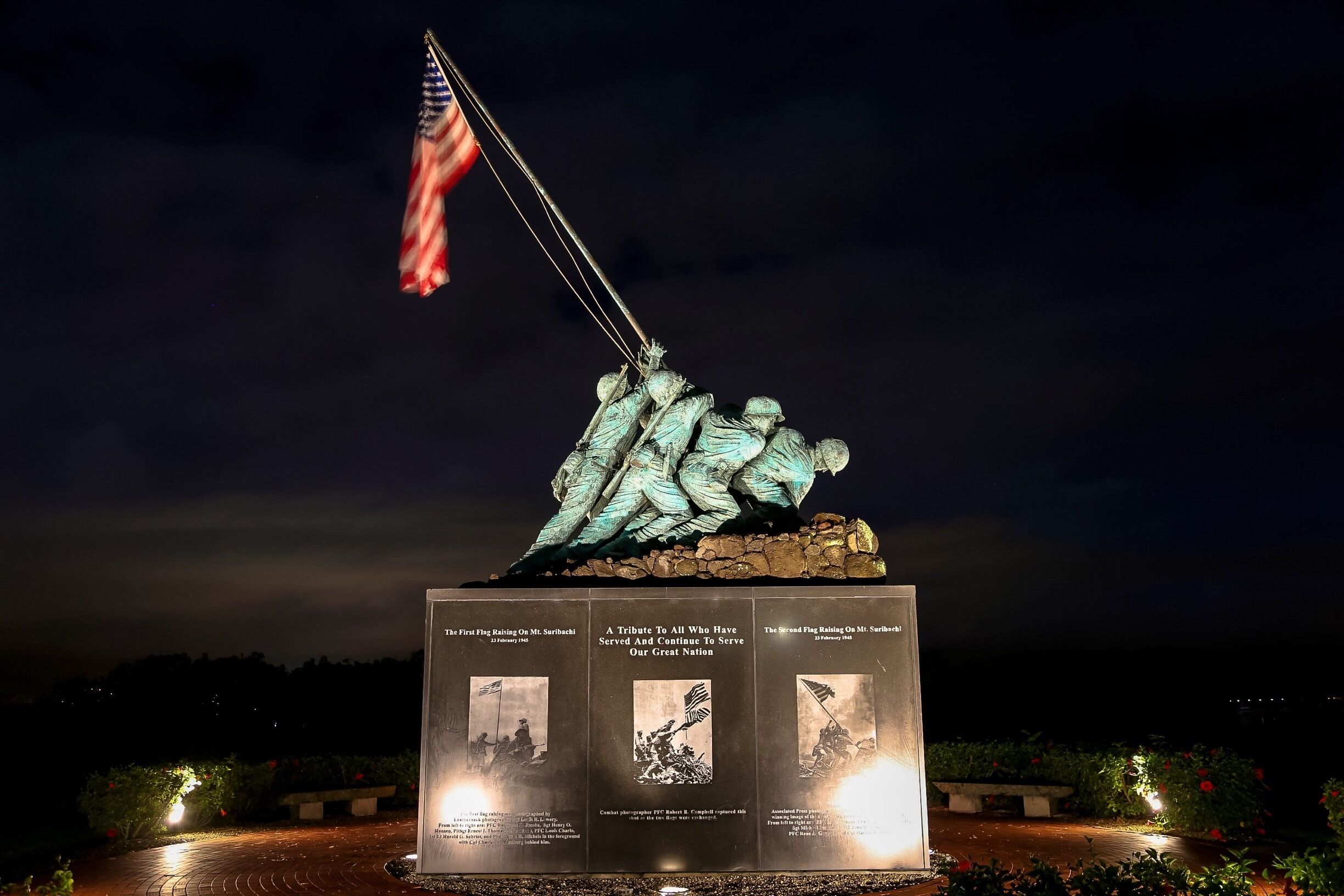 Iwo Jima Tribute at the entrance to the United States Marine Corps base at Kaneohe Bay. 