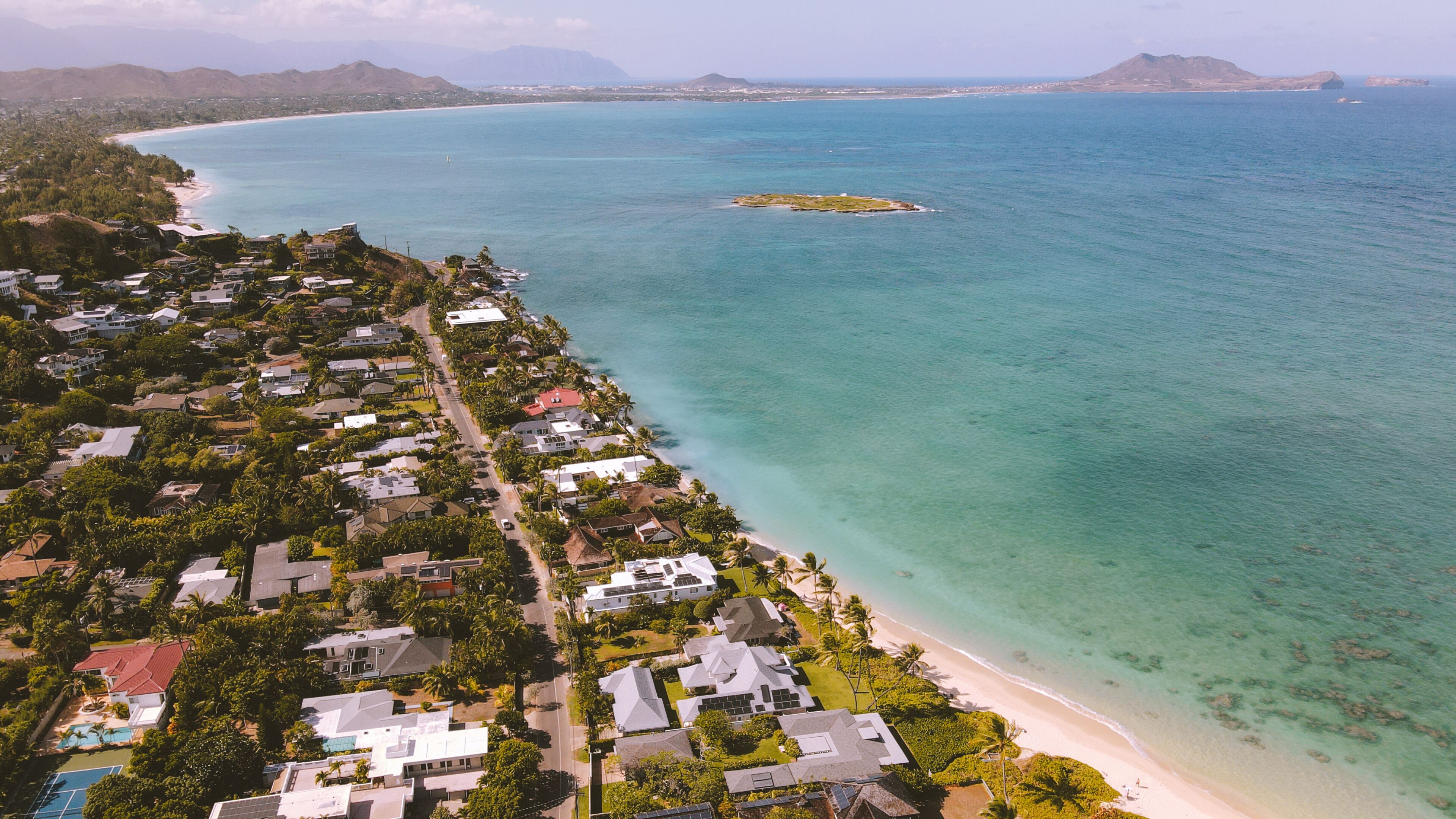 Aerial Lanikai Beach, Kailua, Oahu, Hawaii