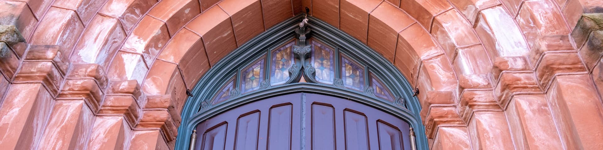 Doorway entry to the historical St. Anne's Church. The church is now the Heritage Center for the Keweenaw National Historical Park