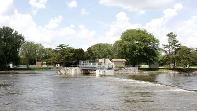 Dam in Fox Lake Illinois overflowing; Shutterstock ID 14338273