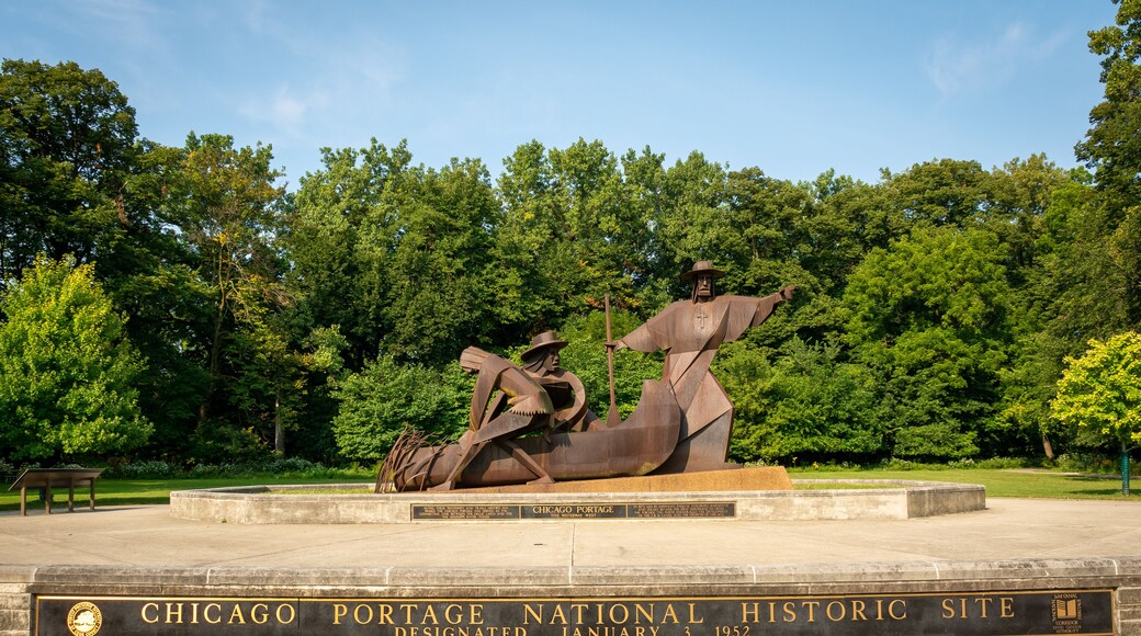 Lyons, Illinois, USA - Sep 15th 2022 - The historic site of the Chicago Portage and the birth of the historic Illinois and Michigan Canal. Designated as a national historic site in 1952.
