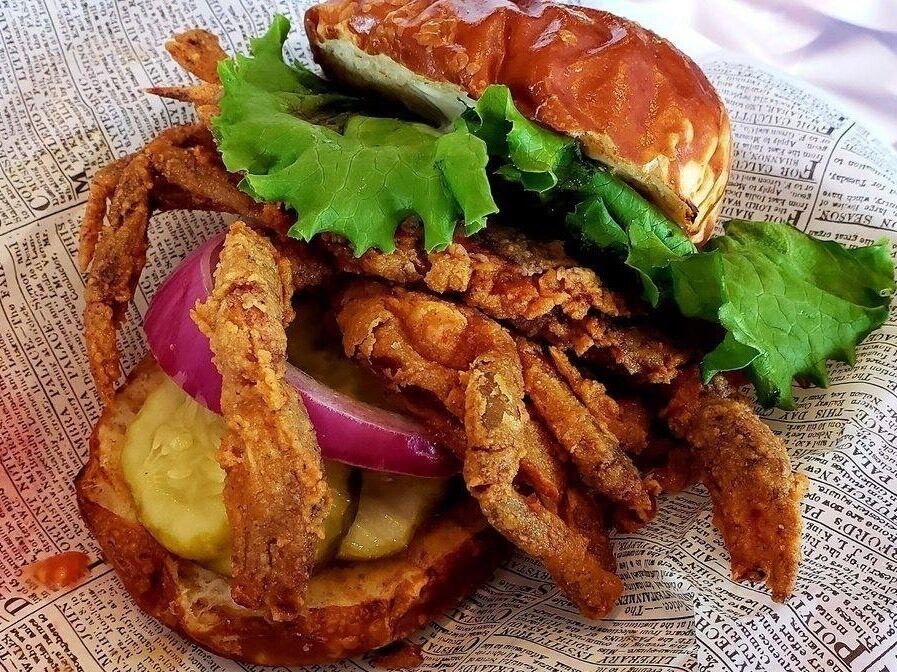 Great Lil seafood restaurant! Plus the fresh fish market the have is spectacular. This was a soft shell crab sandwich