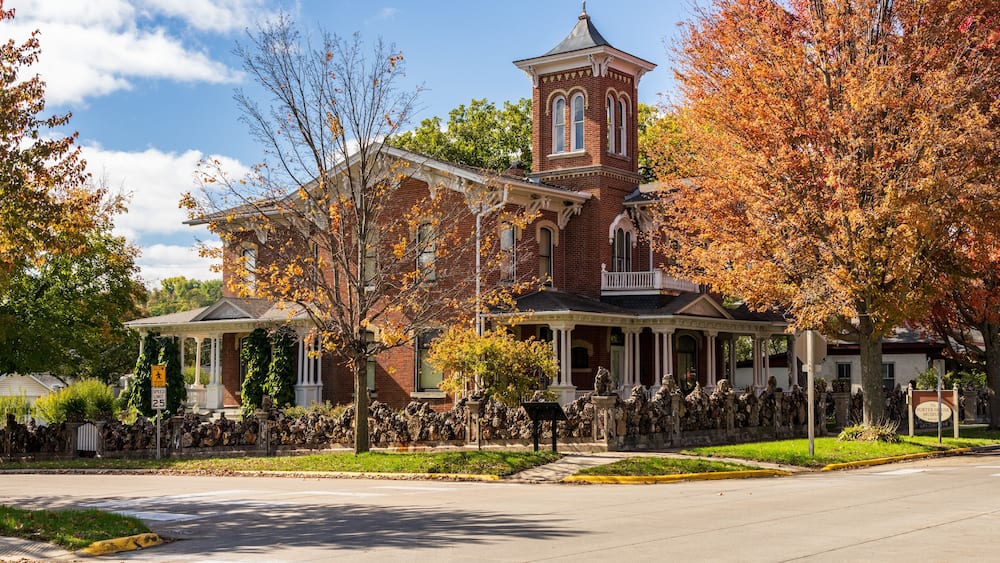 Ornate building housing Porter House Museum on W Broadway in Decorah Iowa