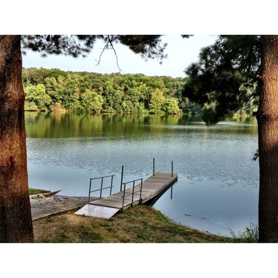 State park includes Pine Lake, biking trail, and large campground.