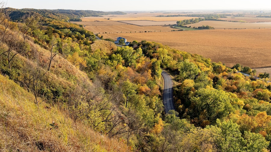 Fall Color in the Loess Hills State Forest. Loess Hill on the east side of the Missouri River in Iowa