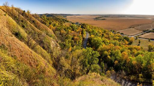 Fall Color in the Loess Hills State Forest. Loess Hill on the east side of the Missouri River in Iowa
